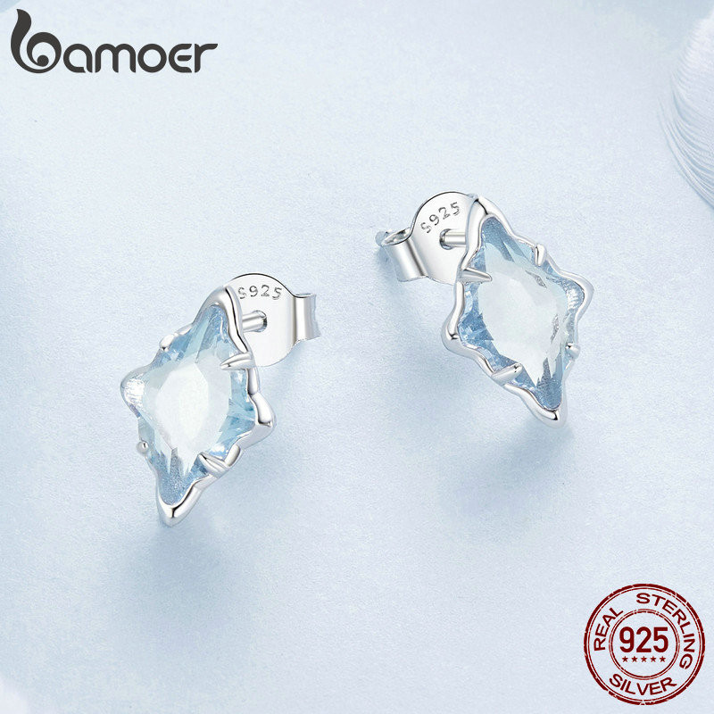 Bông tai bạc Bamoer 925 thiết kế đầy sao Quà tặng trang sức dành cho nữ