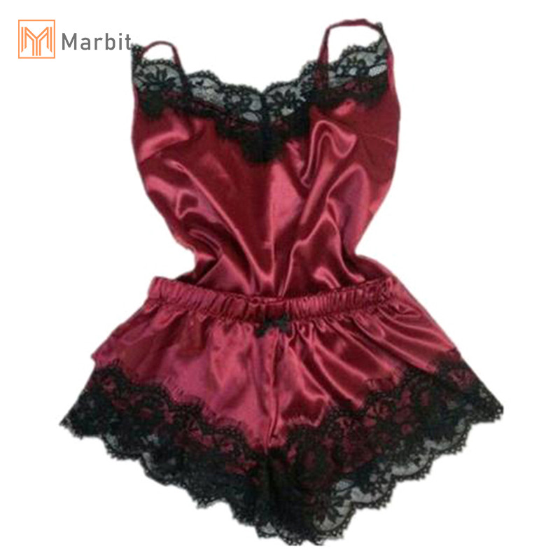 Marbit Nữ Đồ Ngủ Không Tay Dây Đeo Váy Ngủ Ren Viền Sa Cami Top Pyjama Bộ Mới