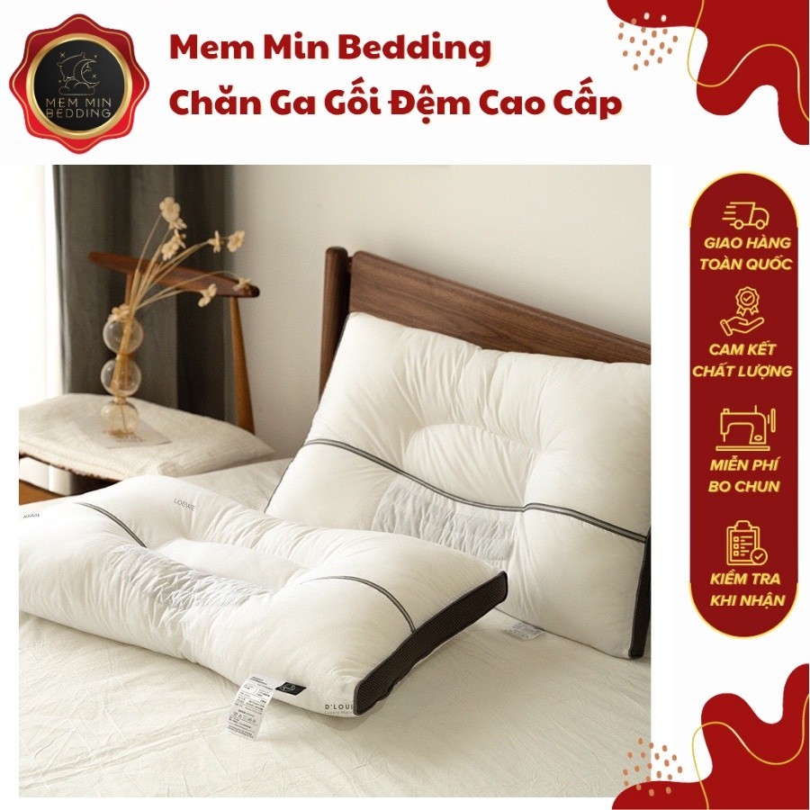 (RG129) Gối Chống Đau Cổ Vai Gáy Sợi Bông Đậu Nano Cao Cấp - MemMinbedding Luxury