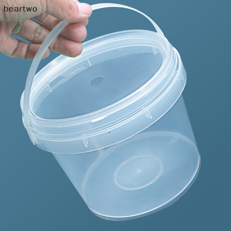 < Beartwo > Thùng + Nắp Nhựa 150ML-1500ML - Trắng Trống Có Tay Cầm - Thùng Đựng Thực Phẩm Lớn Đẹp