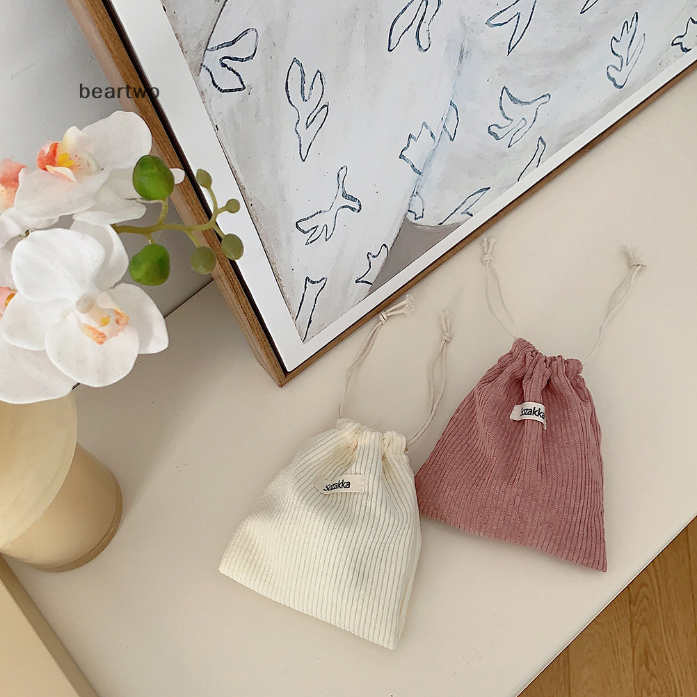 < Beartwo > Túi đựng đồ trang sức mỹ phẩm dây rút vải nhung Đồ lặt vặt nhỏ Trà kẹo Đai ốc lưu trữ tiện lợi Túi đựng mỹ phẩm đẹp