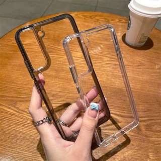 Ốp Điện Thoại Trong Suốt Chống Sốc Cho Samsung S24 S23 S22 S21 Plus Ultra FE A52 A72 A33 A35 A53 A54 A55 A22 A23 A25 5G Ốp Lưng Cứng Acrylic Trong Suốt Vỏ Bảo Vệ Cạnh Mềm