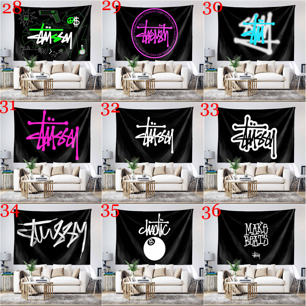 Nghệ Thuật Stussy Logo Tấm Thảm Treo Tường Có Kẹp Tấm Thảm Polyester Phòng Ngủ Treo Tường Tấm Thảm Trang Trí Nhà Cửa