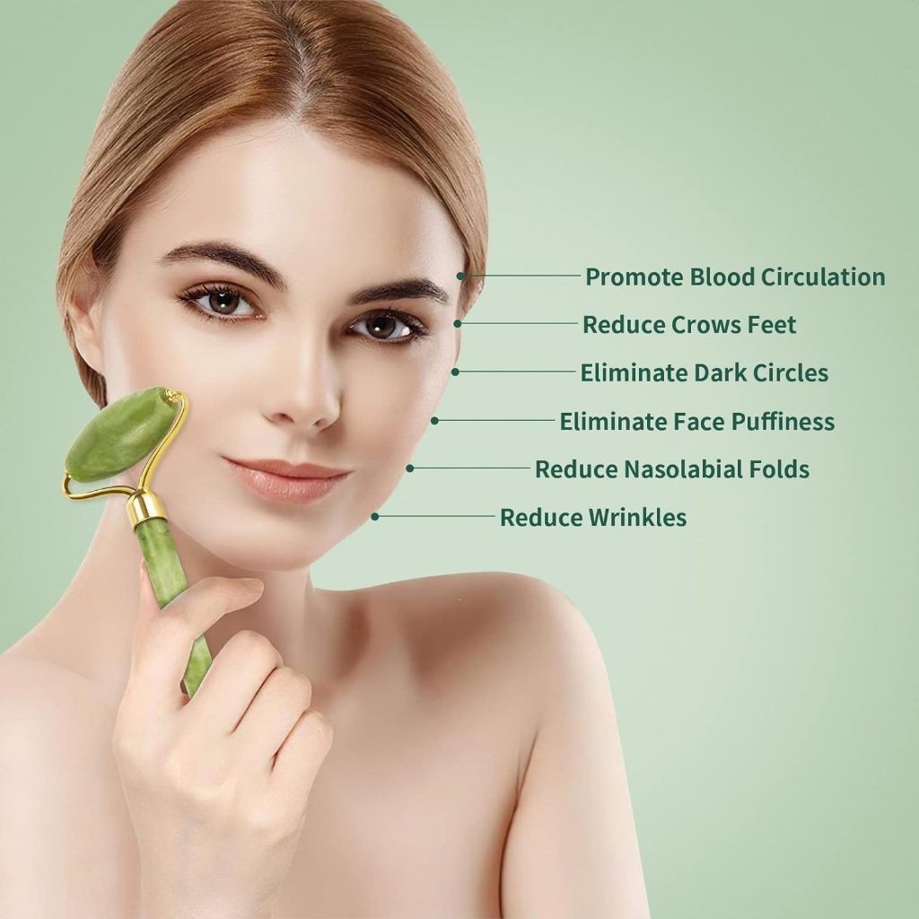 ✨Ngọc Tự Nhiên Gua Sha Cạo Đĩa Và Mặt Con Lăn Bộ Giảm Béo Làm Săn Chắc Nhăn Loại Bỏ Mặt Massage Dụng Cụ Bộ