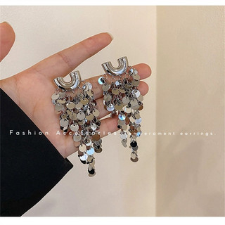 1 đôi bông tai tua rua sequin dành cho nữ, nhẹ nhàng và thời trang