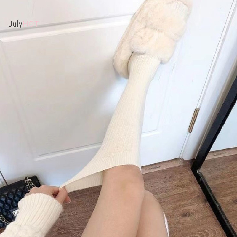 Julyhot 1 Cặp Mùa Đông Màu Trơn Bé Gái Tất Bê Và Ống Dài Tất Dày Chặt Ấm Áp Ôm Tất Chất Liệu Dệt Kim Massivedeals