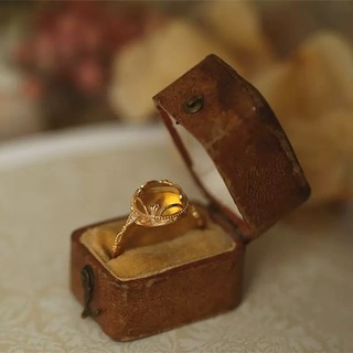 Nhẫn Hoa Văn Hình Trứng Tự Nhiên Citrine Nhẫn May Mắn Giàu Có Có Thể Điều Chỉnh Nhẫn Nữ Giản Và Nhẹ Sang Trọng Phù Đồ Cho Nữ
