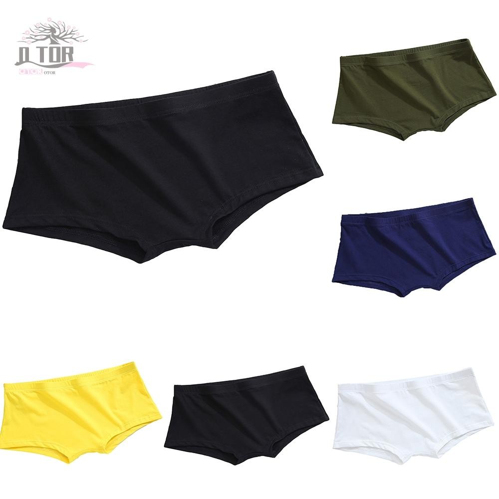 18) Quần lót Boxer eo thấp nam co giãn Quần short Cotton thoáng khí Màu trơn