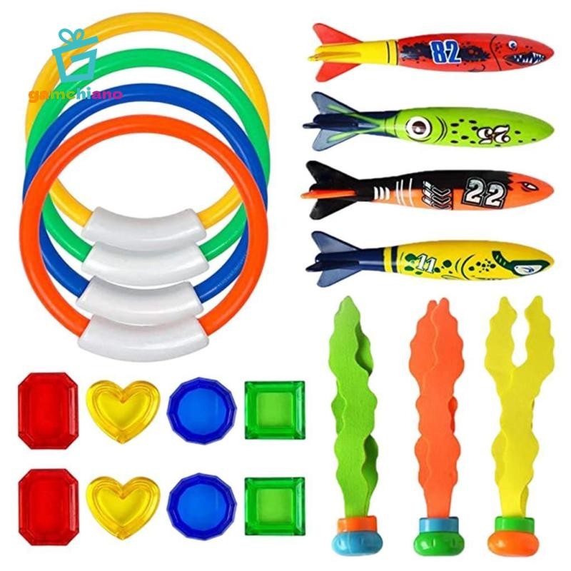 Đồ chơi lặn gamchiano 19 chiếc Bể bơi dưới nước Đồ chơi chìm Bộ nước đi biển