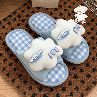 Xixitiao Dép Sanrio Nữ Dễ Thương HelloKitty Nhà Vải Lanh Cotton Đế Mềm