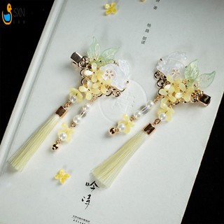2 Mảnh Nữ Bên Kẹp Tóc Chống Trơn Trượt Tua Rua Handmade Ngọc Thỏ Đồ Trang Trí