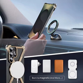 [Jlk] Ốp Lưng Kim Loại Titan Chắc Chắn Cho Samsung Galaxy S25 Ultra S24 Ultra S23 Siêu Hợp Kim Nhôm Ốp Lưng Xoay Từ Tính