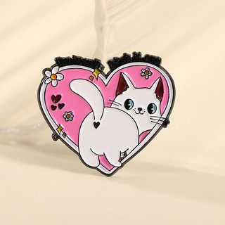 Hồng Trái Tim Tình Yêu Felis Catus Men Trâm Hoạt Hình Dễ Thương Kitty Huy Hiệu Ba Lô Phụ Kiện Quà Tặng Cho Bạn Bè