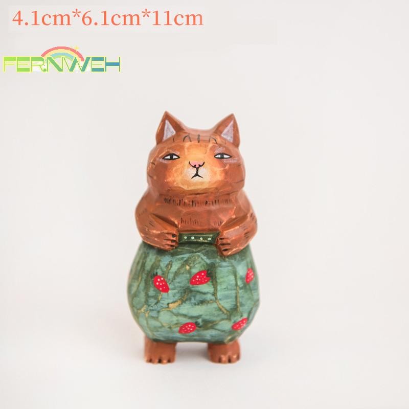 [Fernweh] Đồ trang trí khắc gỗ dễ thương thủ công, các bức tượng nhỏ bằng gỗ sơn, Trang trí máy tính để bàn dễ thương bằng gỗ, Điêu khắc may mắn [MỚI]