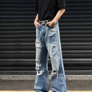 Quần nam EERSHENSHI kiểu Mỹ retro rách quần jean micro-lapped