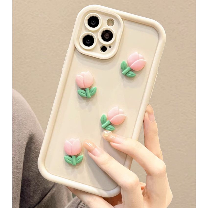 Ốp Điện Thoại Tulip Đơn Giản Cho iPhone 16E 16 Pro Max 15 14 Plus 13 12 Mini 11 Pro Max X XR XS Max 8 7 6 6s Plus SE 2020 2022 Vỏ Dễ Thương Mùa Xuân Hoa Tươi Chống Sốc Ốp Lưng Mềm