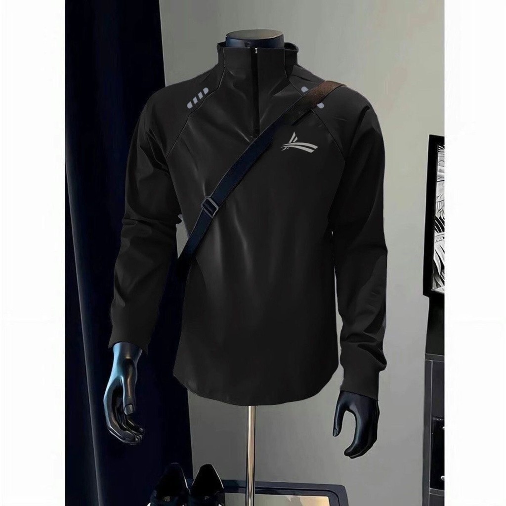 Volanti Volanti Thu Đông Mỹ Raglan Áo Thun Dài Tay Huấn Luyện Thể Thao Cổ Đứng Chạy Dây Kéo Quần Áo Nam