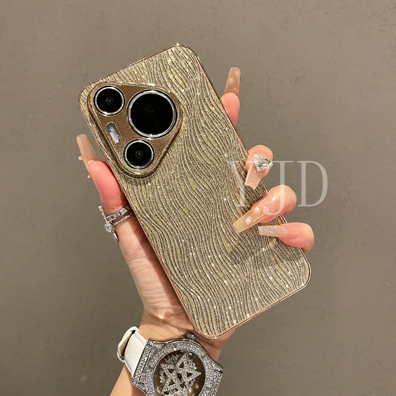 Ốp Lưng Cho Huawei Pura 70 Ultra 70Pro + Water Ripple TPU Khung Mạ Điện Thoại Chống Rơi