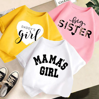 2024 Love Sister Letter In Áo thun trẻ em mùa hè - Trang phục ngắn tay cho bé gái In thời trang & Cơ bản