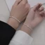 Chuỗi trái tim pha lê IAPPORTUNIA, Bộ vòng tay bằng thép không gỉ Ins, Cặp đôi vòng tay vàng / bạc tối giản