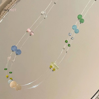 Julyhot Bohemian Cá Dòng Hạt Choker Màu Kẹo Trang Sức Bãi Biển Mùa Hè Xương Đòn Vòng Cổ Dành Cho Nữ Quyến Rũ Vô Hình Dây Câu Choker Massivedeals