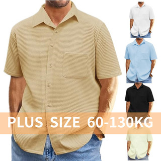 [Plus Size] 130KG Nam Waffle Rời Chống Mài Mòn Bãi Biển Hawaii plus Size Áo Sơ Mi Thoáng Khí