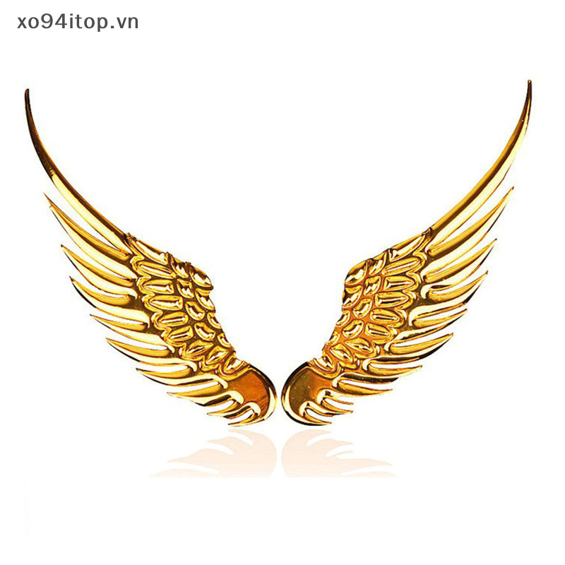 Xoitop 1 Cặp Xe Ô Tô Tự Động Xe Máy Thân Miếng Dán 3D Đại Bàng Cánh Thiên Thần Huy Hiệu Phong Cách ABS Đề Can Bạc / Vàng Phụ Kiện Ngoại Thất VN