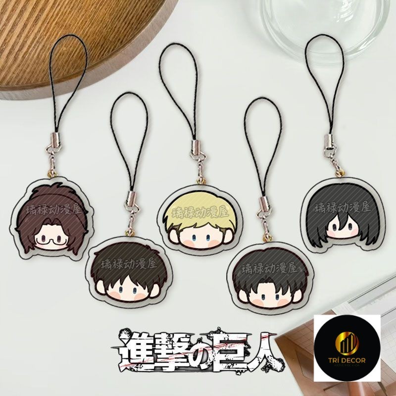 Tấn công Titan Điện Thoại Di Động Dây Eren Levi Erwin Acrylic Mặt Dây Chuyền Kawaii Dây Treo Dây Điện Thoại Trang Trí