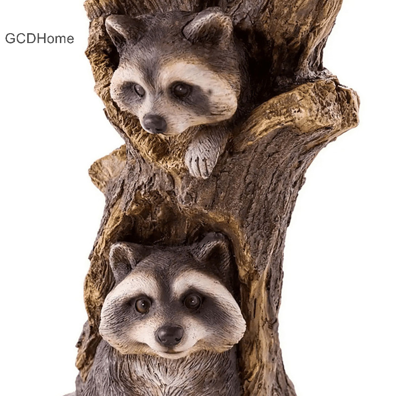 Gcdhome Nhựa Raccoon Birdbath Polyresin Vườn Cổ Chim Tắm Cho Vườn Nhà HOT