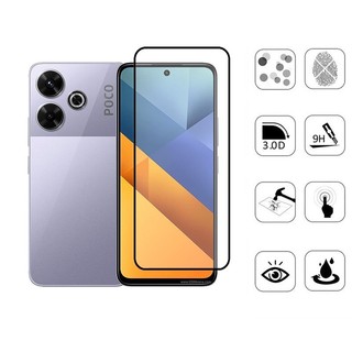 Miếng dán bảo vệ màn hình kính cường lực POCO M6 4G 2 trong 1 cho Xiaomi POCO F6 C65 X6 M6 X5 C40 M4 Pro 4G 5G Phim bảo vệ kính + Phim ống kính máy ảnh