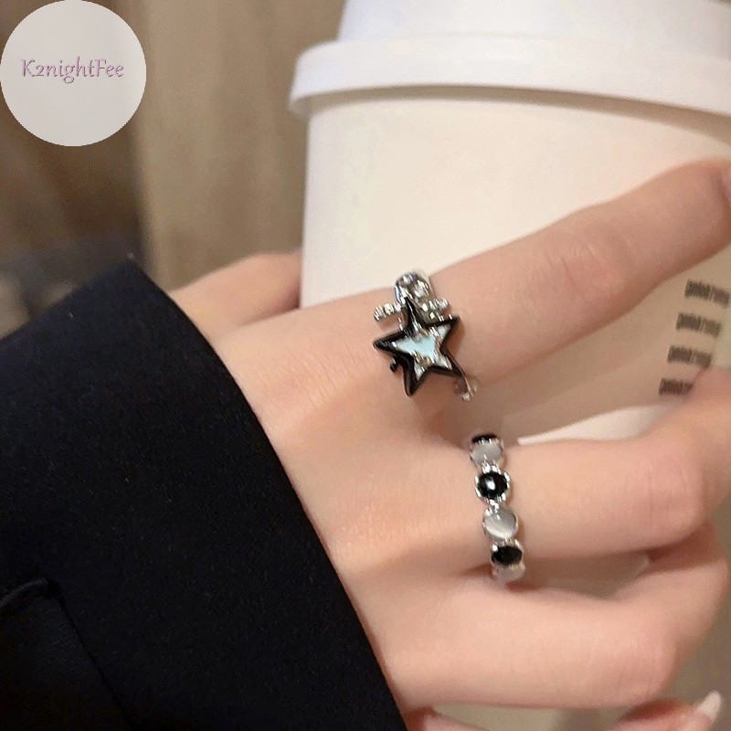 K2nightfee Y2K Men Ngôi Sao Pentagram Nhẫn Nữ Hip Hop Thoáng Mát Có Thể Điều Chỉnh Mở Nhẫn Thời Trang Hàn Quốc Món Quà Trang Sức VN