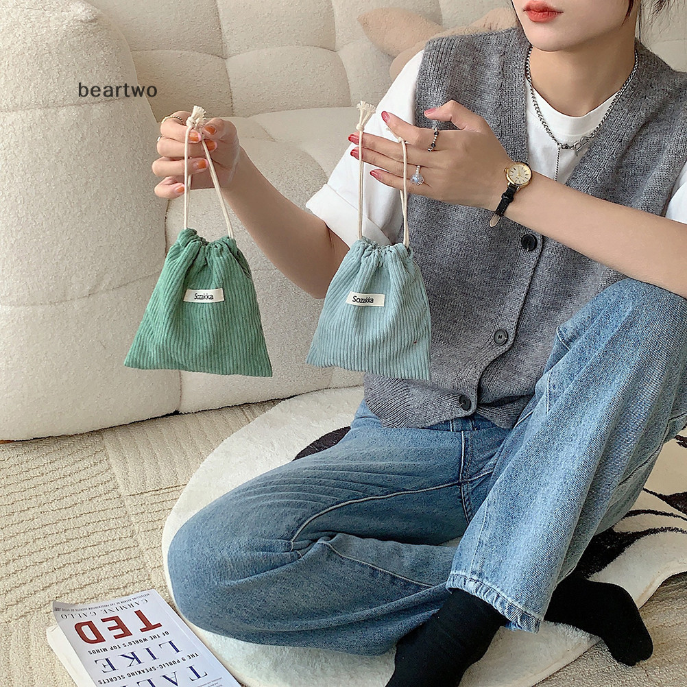 < Beartwo > Túi đựng đồ trang sức mỹ phẩm dây rút vải nhung Đồ lặt vặt nhỏ Trà kẹo Đai ốc lưu trữ tiện lợi Túi đựng mỹ phẩm đẹp