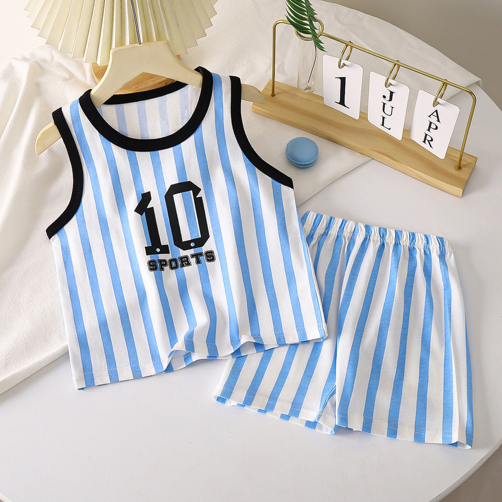 Bộ áo Vest trẻ em Cotton nguyên chất mùa hè Phong cách mới Quần áo bé trai bé gái 8VBY