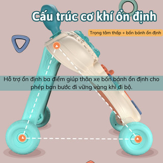 Xe Đẩy Tập Đi Có Nhạc Cho Bé Myd.23, Bánh Chống Trượt An Toàn, Tay Cầm Rộng, Tháo Lắp Dễ Dàng