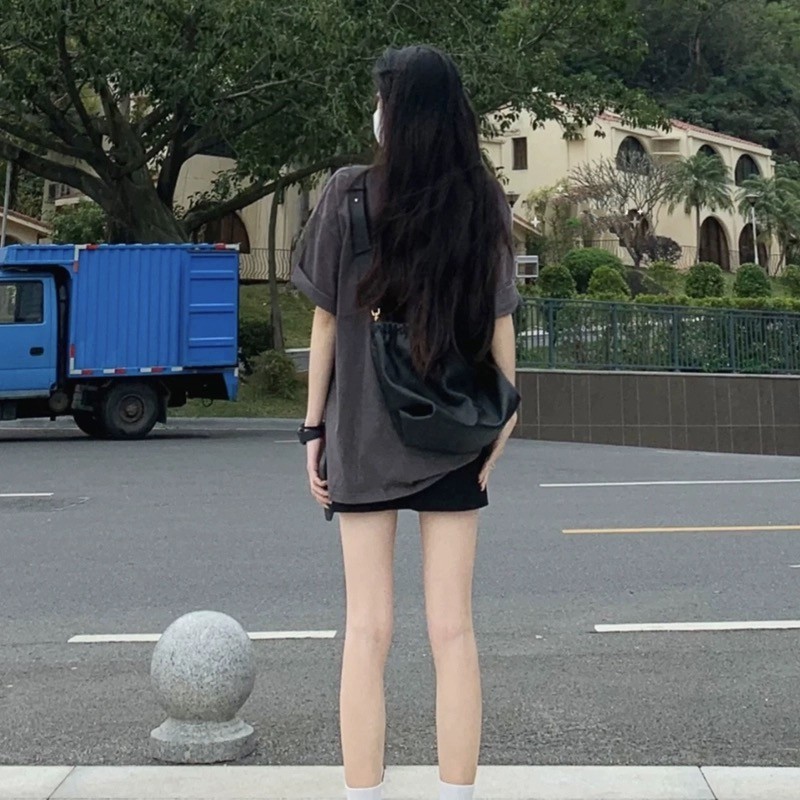 Suxi Retro In Hình Thời Trang Rời Và Thường Ngày Mùa Hè Mới Cổ Tròn Áo Thun Nữ Tay Ngắn 240623