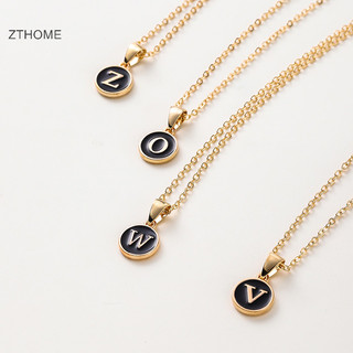 Zthome Đen Kim Loại Chữ Mặt Dây Chuyền Cá Tính Bảng Chữ Cái Mặt Dây Chuyền Ban Đầu A-Z Choker Vòng Cổ Dây Chuyền Trang Sức Cho Nữ HOT
