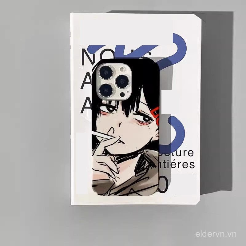 Ốp Điện Thoại QYJS Phim Thích Hợp Cho IPhone X XS XR XSMAX SE 11 12 PRO 13 14 15 ProMax 7 8 PLUS 14 15 PLUS Anime Chainsaw Man Frosted Female Hard Shell Vỏ Bảo Vệ Điện Thoại Chống Sốc C2WO