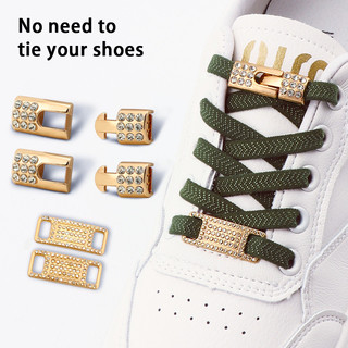 1 Cặp Đàn Hồi Không Buộc Dây Giày Bling Kim Cương Chữ Thập Khóa Dây Giày Quyến Rũ Giày Thể Thao Khóa Cho AF1 Dây Giày Kim Loại Cho Người Phụ Nữ Người Đàn Ông