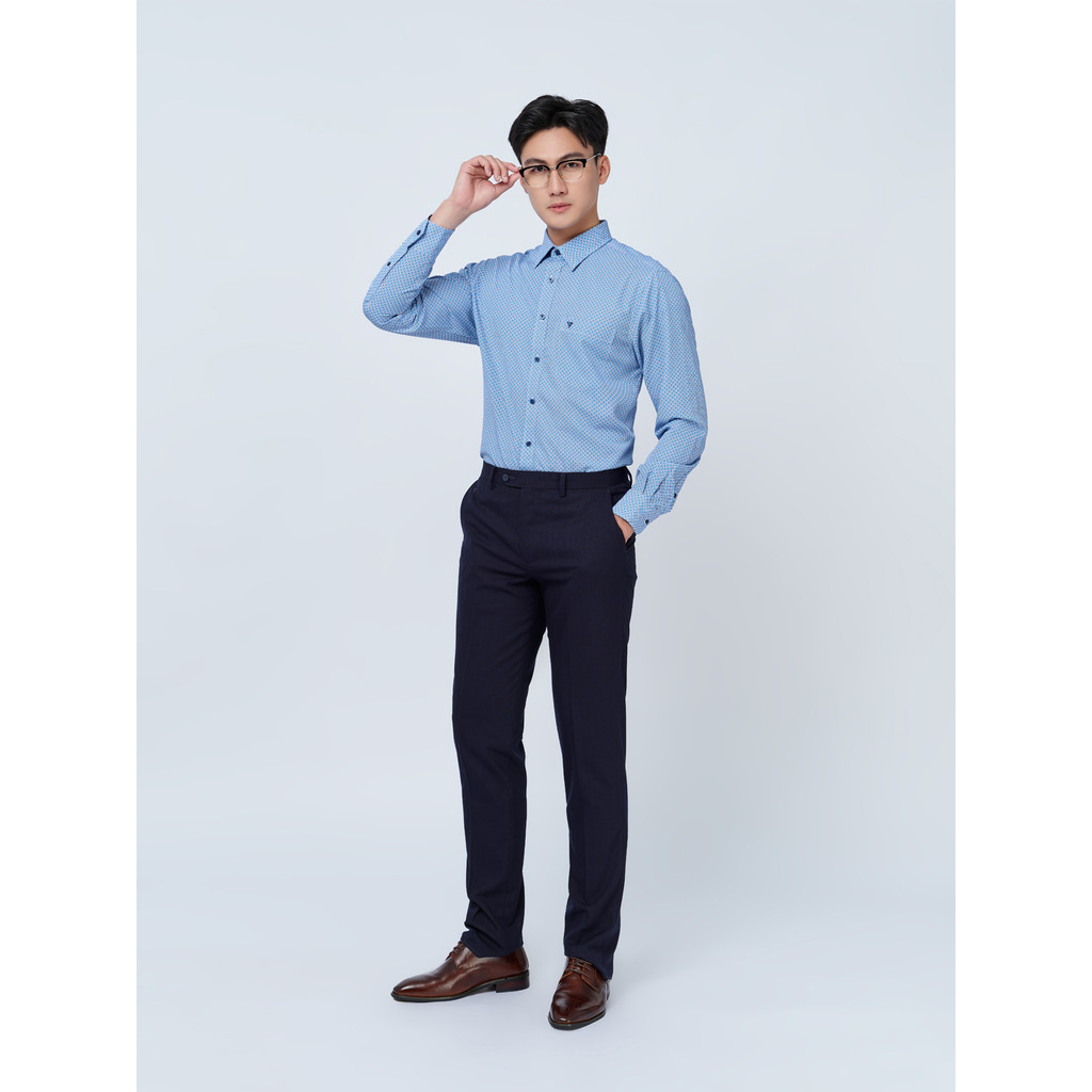 Sơ mi dài tay vạt tròn VIETTIEN vải sợi tre phom REGULAR VT00000326