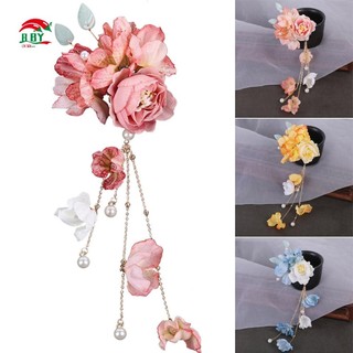 Ngọc Trai Vải Hoa Retro Kẹp Tóc Phong Cách Retro Hợp Kim Chignon Nĩa Tóc Có Tua Rua