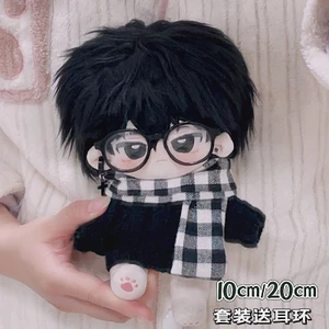 10cm Quần Áo Cho Bé 20cm Đẹp Trai Phong Cách Bạn Trai Áo Len Đen Khăn Thoáng Mát Cotton Búp Bê Quần Áo Mỡ Cơ Thể Có Thể wcin