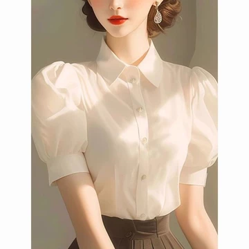 Pháp Trắng Đứng Cổ Áo Sơ Mi Tay Phồng Nữ Năm nay Phổ Biến Siêu Đẹp Áo Sơ Mi Pháp Thanh Lịch Trí Tuệ Đẹp Trắng Đứng Cổ Áo Sơ Mi Tay Phồng Áo Sơ Mi Nữ Năm nay Phổ Biến Siêu Đẹp 3.7