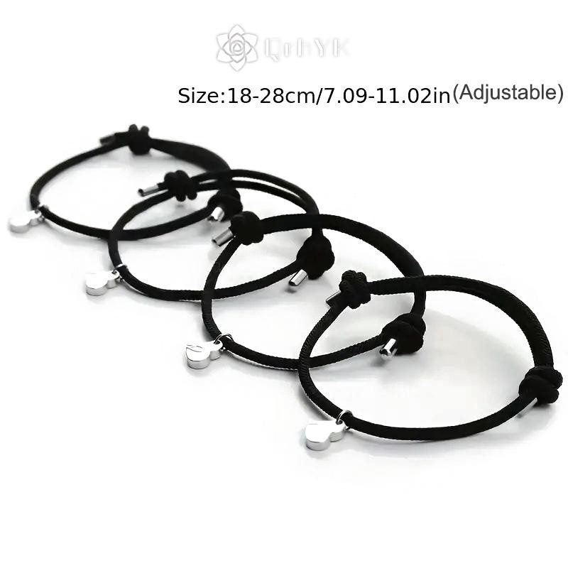 Qrhyk Cỏ Ba Lá Bốn Lá Từ Tính Tốt Nhất Vòng Tay Tình Bạn Cho 4 Chiếc Nam Châm Trái Tim Người Bạn Thân Nhất Mãi Chúc May Mắn Vòng Tay Quà Tặng Mới