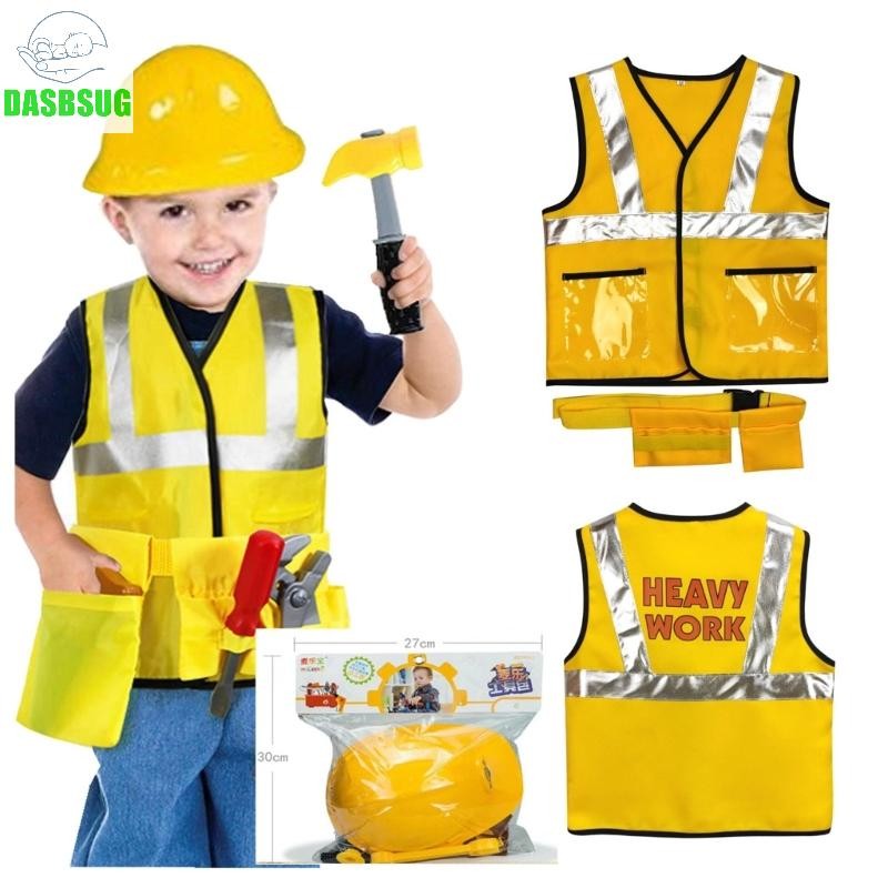 Dasbsug Xây Dựng Công Nhân Trang Phục Kid Builder Trang Phục Nghề Nghiệp Thắt Lưng Áo Nón Trang Phục Quần Áo Cho Halloween Sinh Nhật Par
