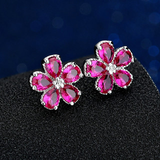 Châu Âu Mỹ ins Bông Tai Hoa Ruby Phong Cách Mới Nữ