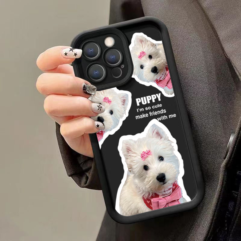 Dành Cho Realme Note 60 50 C67 C65 C63 C55 C51 C35 C53 C15 5i C21Y C11 C25 C25Y C20 5S C20A C17 C33 C30 9i 8 8i 6i 5 7i C31 C21 Phim Hoạt Hình Chó Trắng Dễ Thương Silicon Mềm Chống Sốc