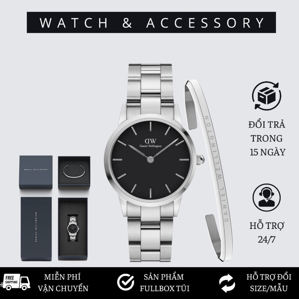 Đồng hồ Nam Nữ Daniel Welington Iconic Link Silver Black - DANIEL WATCH STORE SG