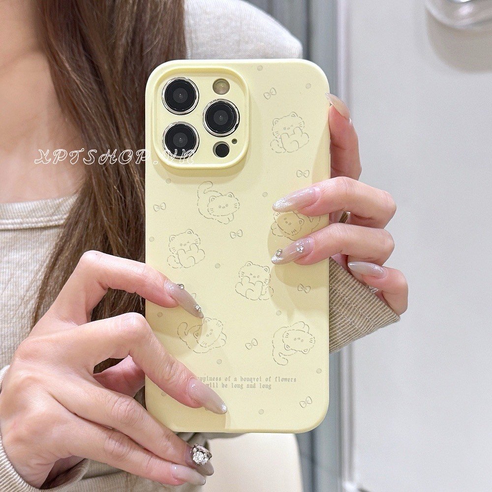 Ốp điện thoại silicon lỏng toàn màn hình cho mèo cho iPhone 17 Pro Max 16 15 14 13 12 Pro Max 11 Vỏ bảo vệ chống sốc