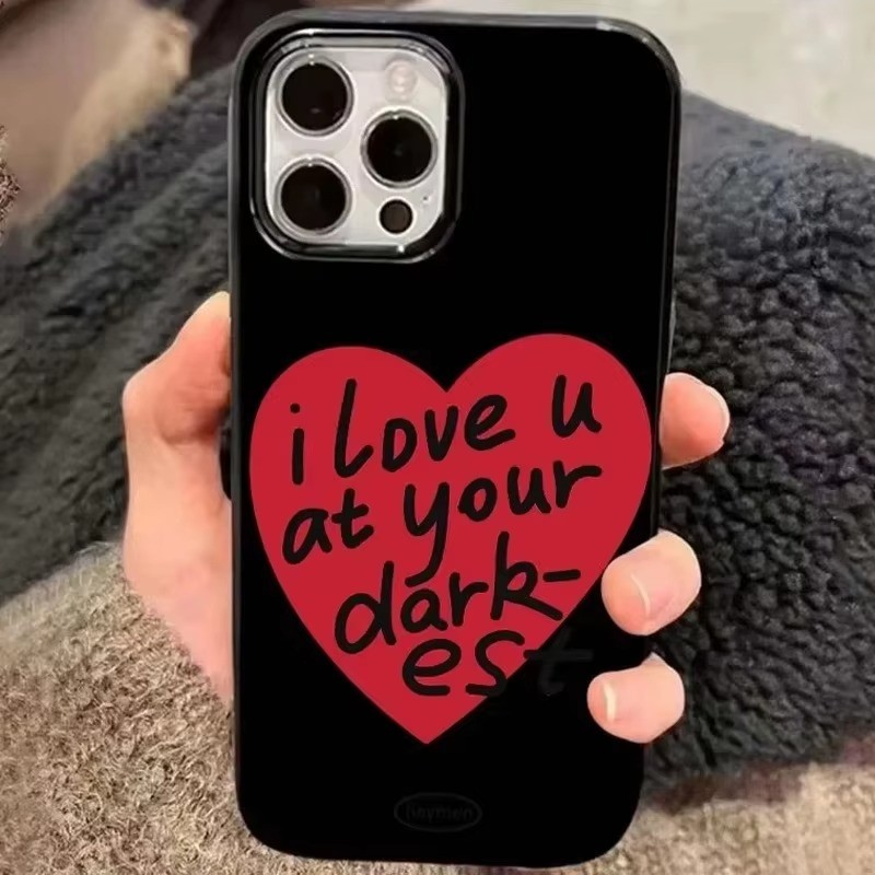 Ốp điện thoại in hình trái tim lớn vẽ tay màu đỏ cho iPhone 16 15 14 13 12 11 Pro Max X XS XR 16E 7 8 Plus SE2020 Vỏ mềm chống sốc
