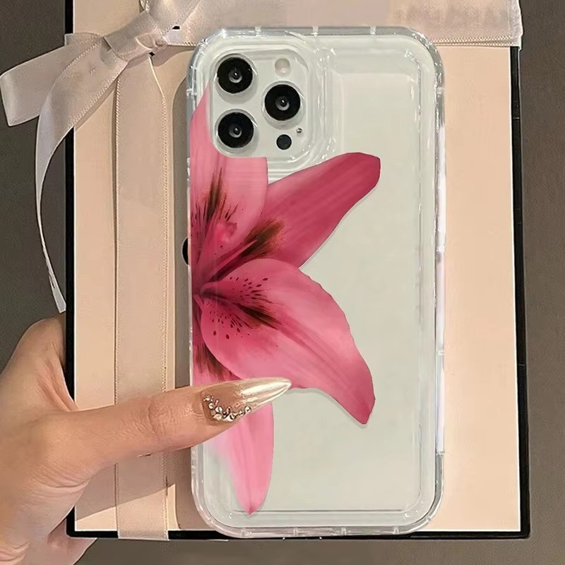 Dành Cho iPhone 16 15 Pro Max 11 13 14 12 Pro Cho iPhone 16e 7 8 Plus XS Max X XR SE2022 Thực Tế Hoa Lily Trong Suốt Mềm Chống Sốc